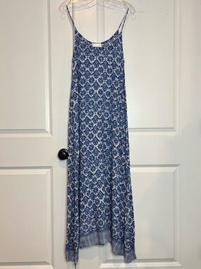 Natalie Martin Heather White Blue Floral Sleeveless Maxi Dress XS